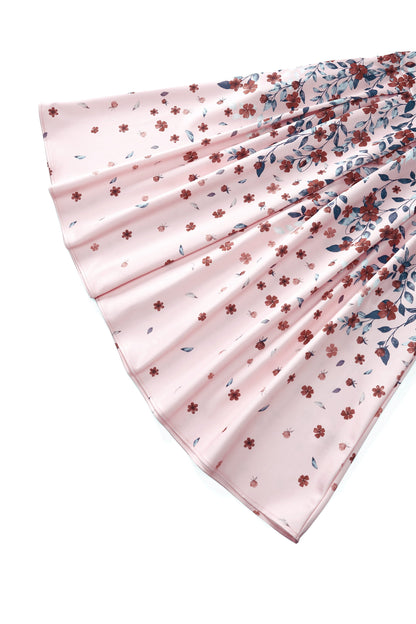 Aisley Falling Flower Box Pleated Skirt In Pink