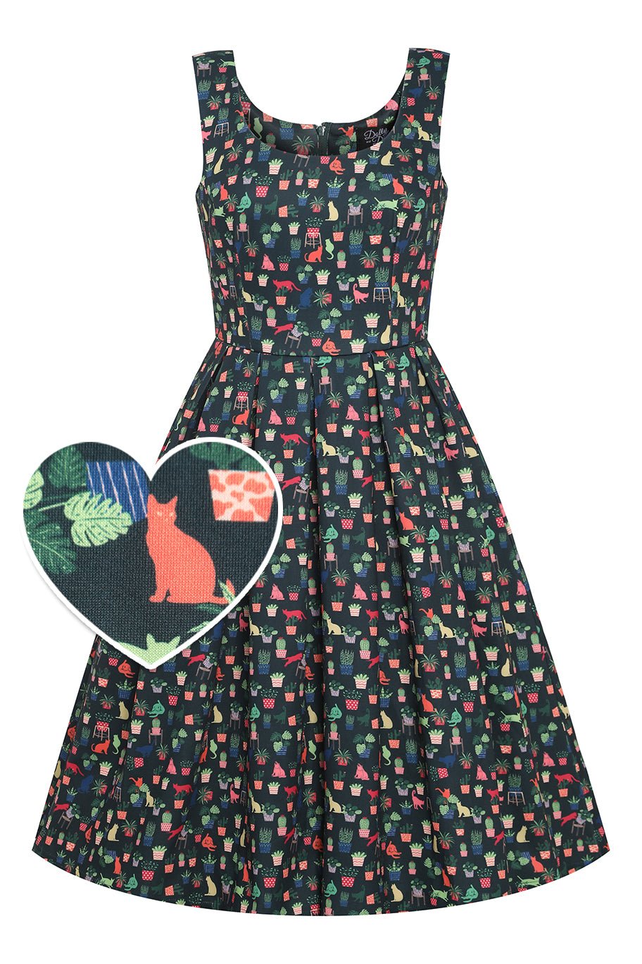 Amanda Green Cat & Plant Swing Dress