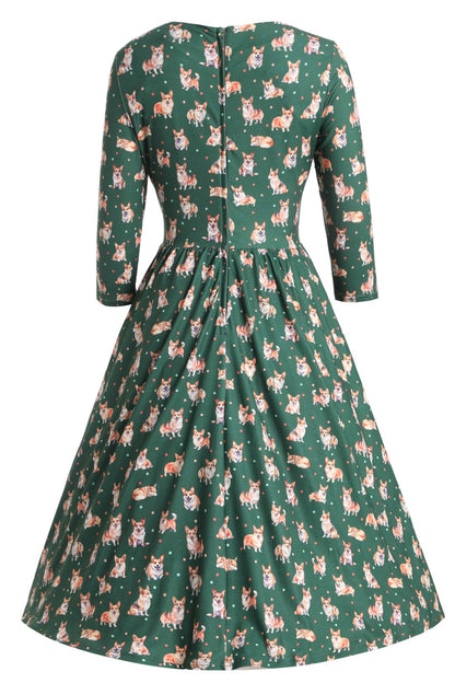 Billie Green Corgi Flared Dress