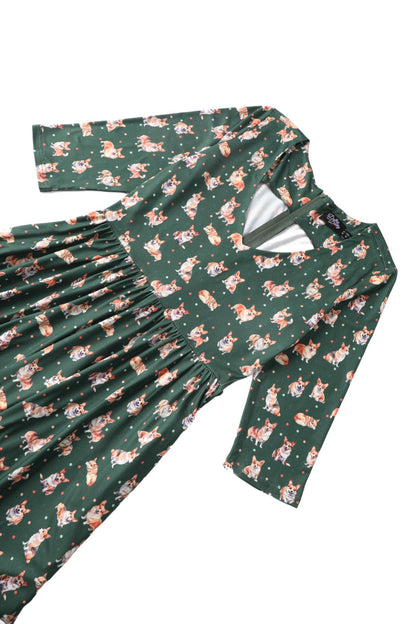Billie Green Corgi Flared Dress