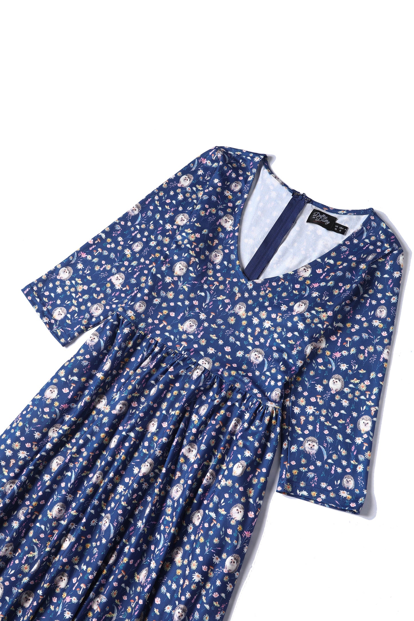 Billie Purple Hedgehog & Mushroom Print Dress