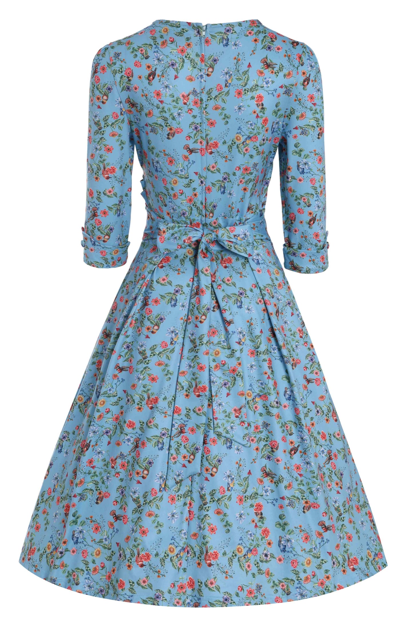 Katherine Blue Hummingbird Long Sleeved Dress