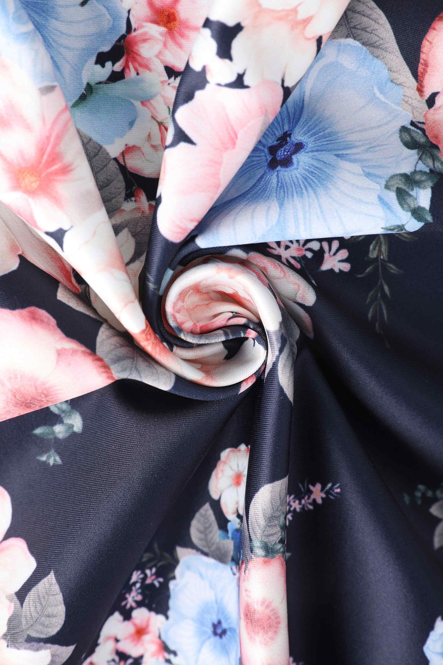 Lily Navy Blue Falling Rose Off Shoulder Dress