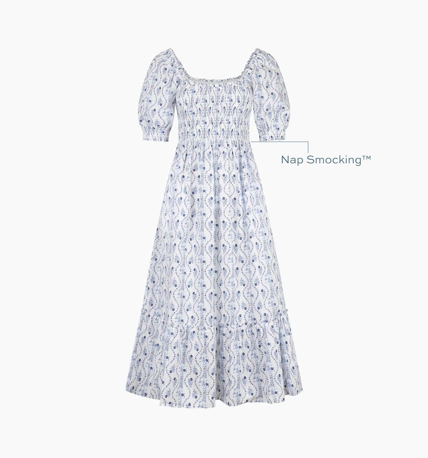 The Louisa Nap Dress - Blue Vine Stripe