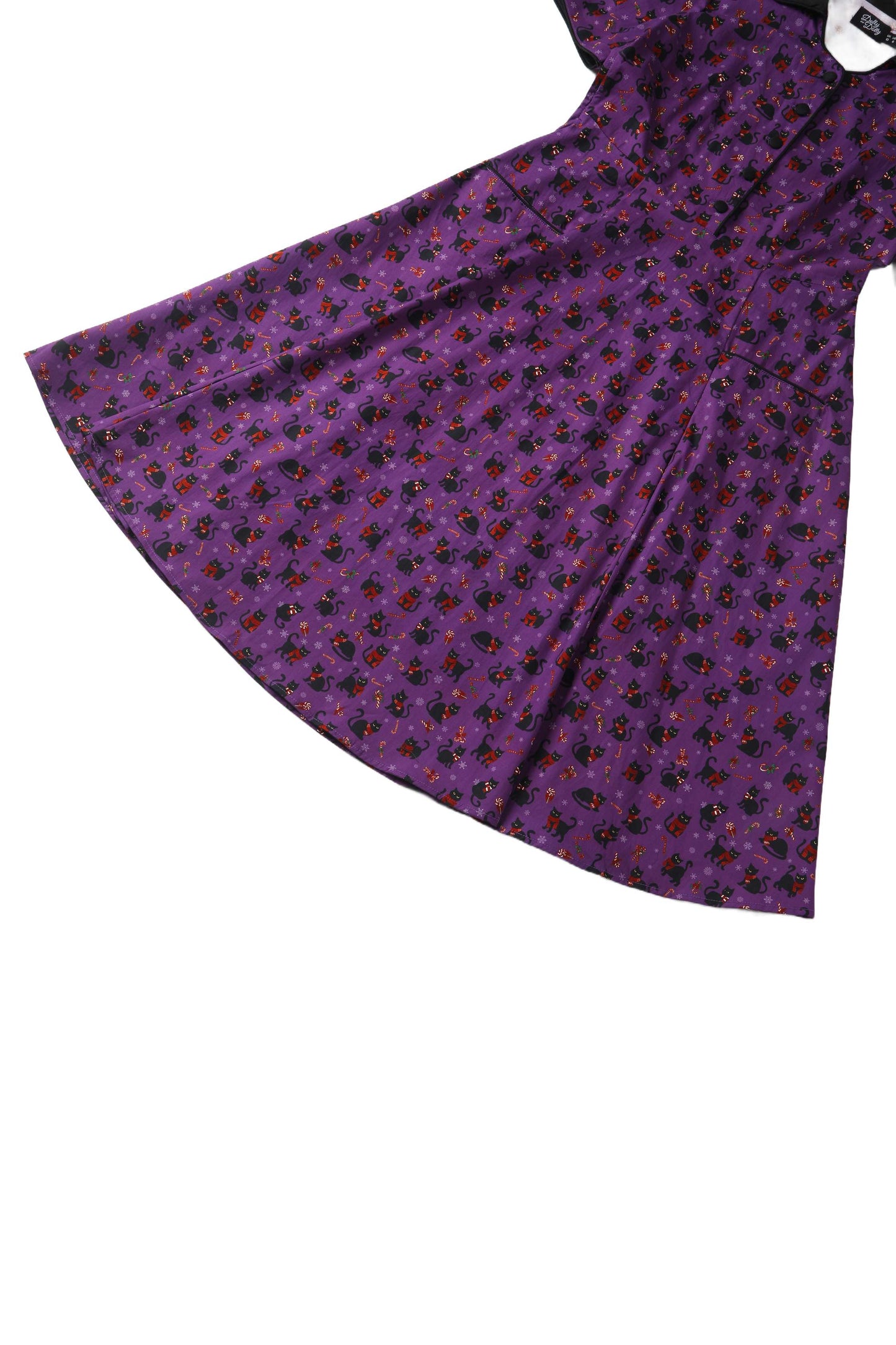 Mabel Festive Cat Shirt Dress In Purple
