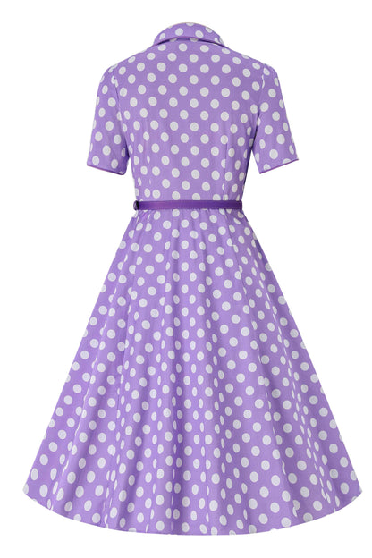 Mabel Lilac Polka Dot Midi Shirt Dress