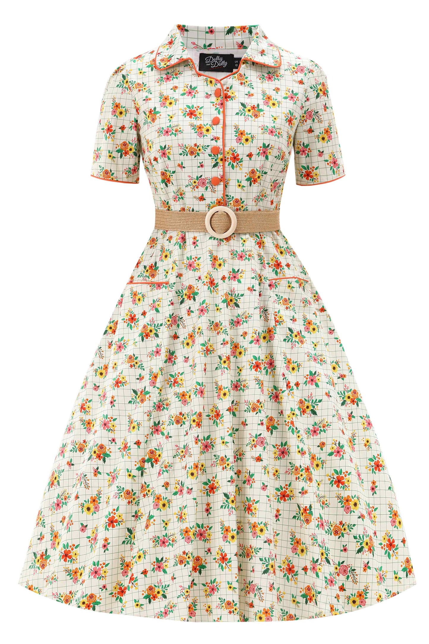 Mabel Retro Floral Midi Shirt Dress