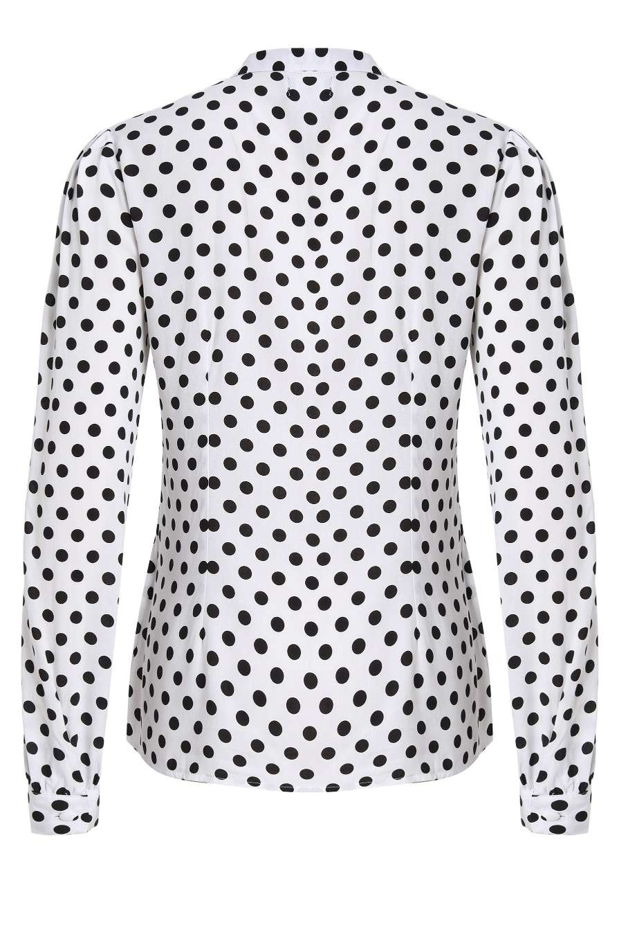 Margaret Polka Dot Long Sleeved Blouse In White