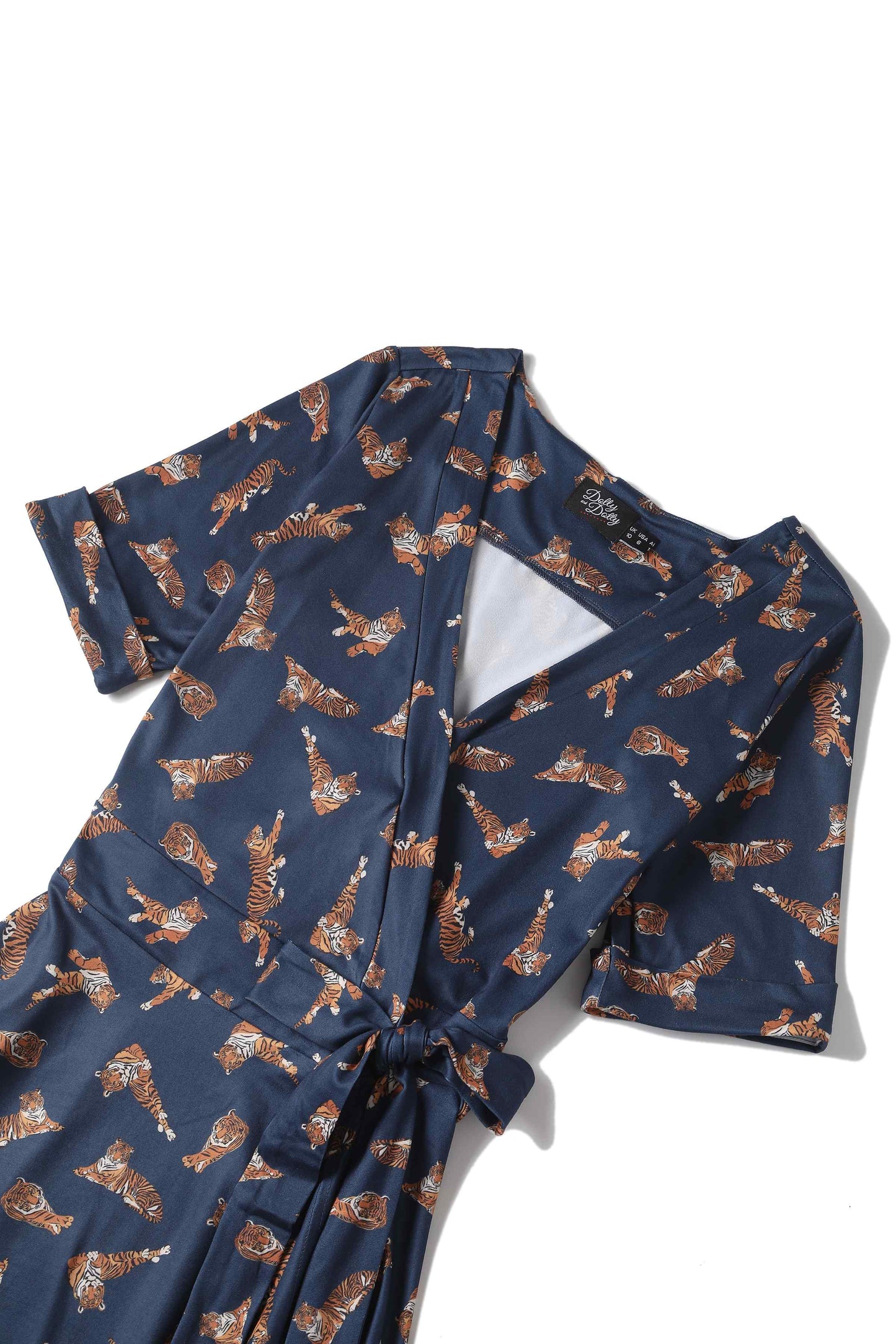 Matilda Navy Blue Tiger Print Wrap Dress
