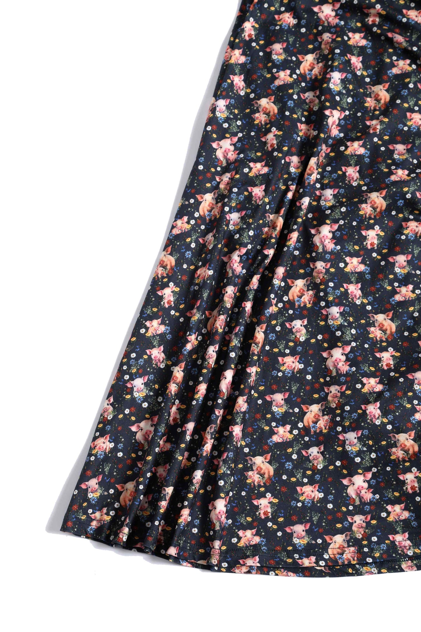 Janice Pig Print Petal Sleeved Tea Dress