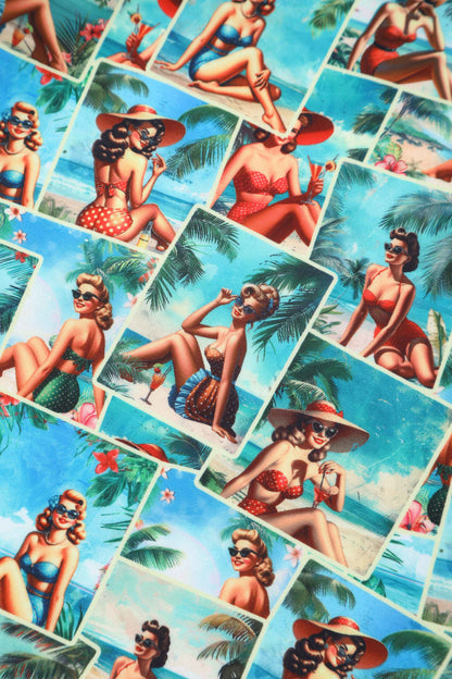Lily Pinup Postcard Off Shoulder Dress