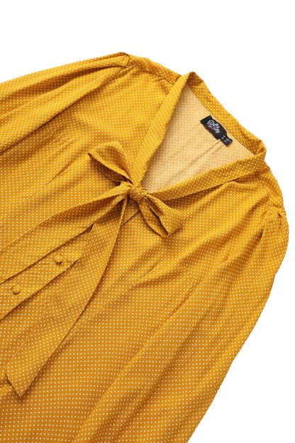 Margaret Polka Dot Long Sleeved Blouse In Yellow