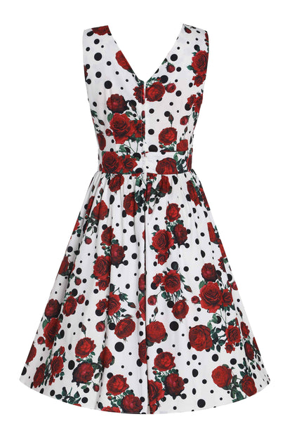 May Retro Rose & Polk Dot Circle Dress