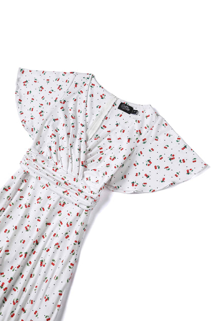 Donna Cherry White Crossover Bust Dress