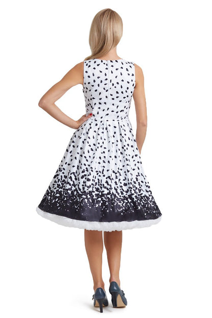 Annie Swing Dress in White with Painted Dots
