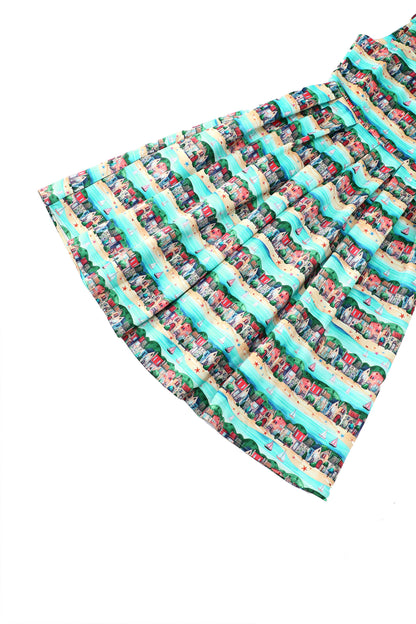 Amanda Seaside Village Print Flared Dress