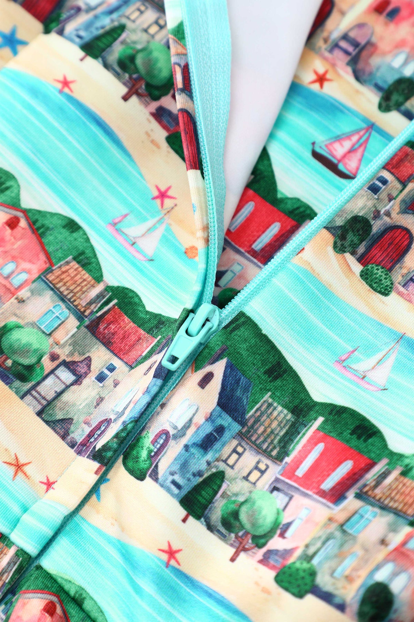 Amanda Seaside Village Print Flared Dress