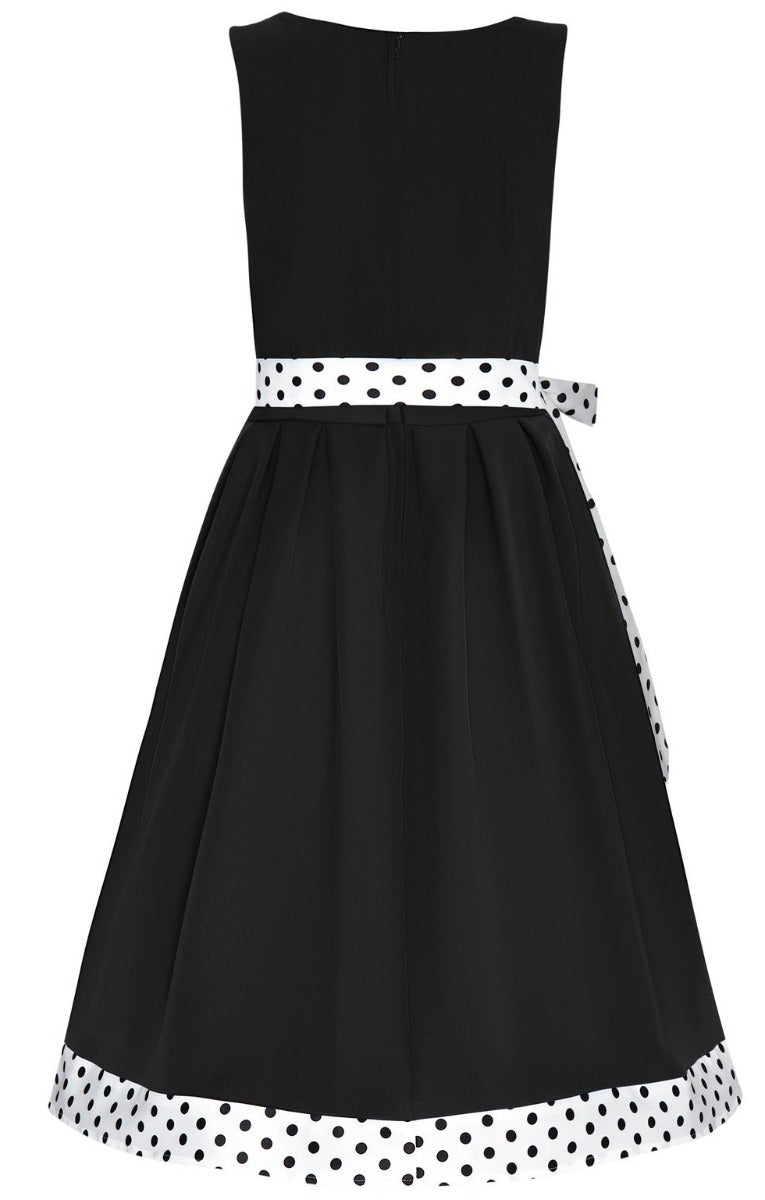 Elizabeth Vintage Dress in Black/White Polka Dot Print