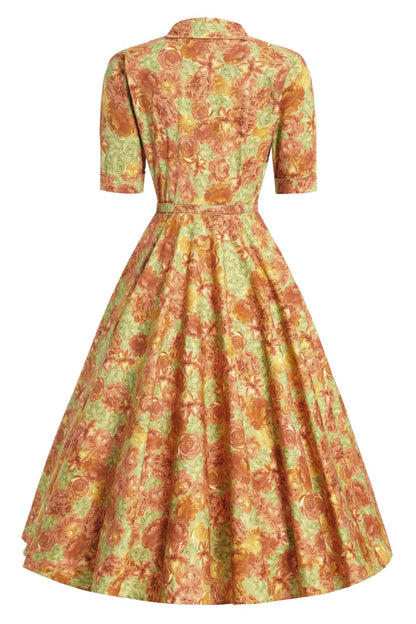 Mollie Vintage Floral Full Circle Shirt Dress