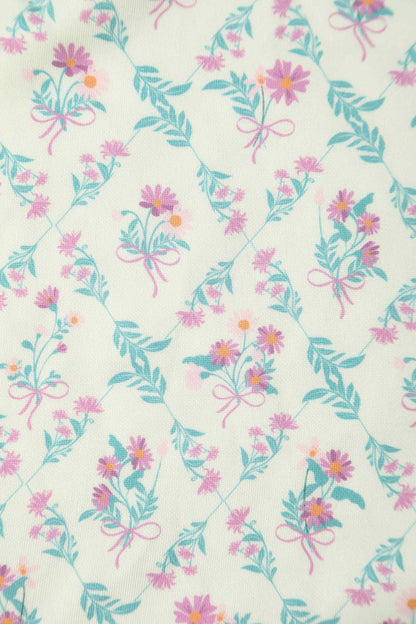 Lily White Floral Tile Off Shoulder Dress