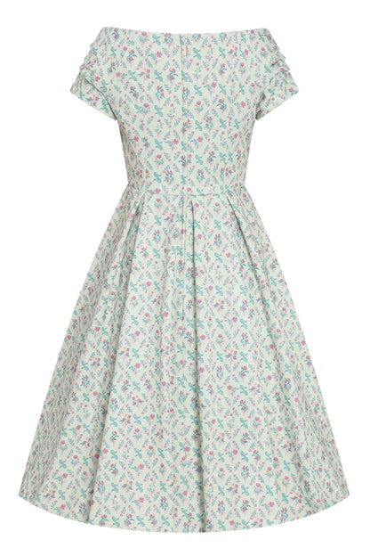 Lily White Floral Tile Off Shoulder Dress