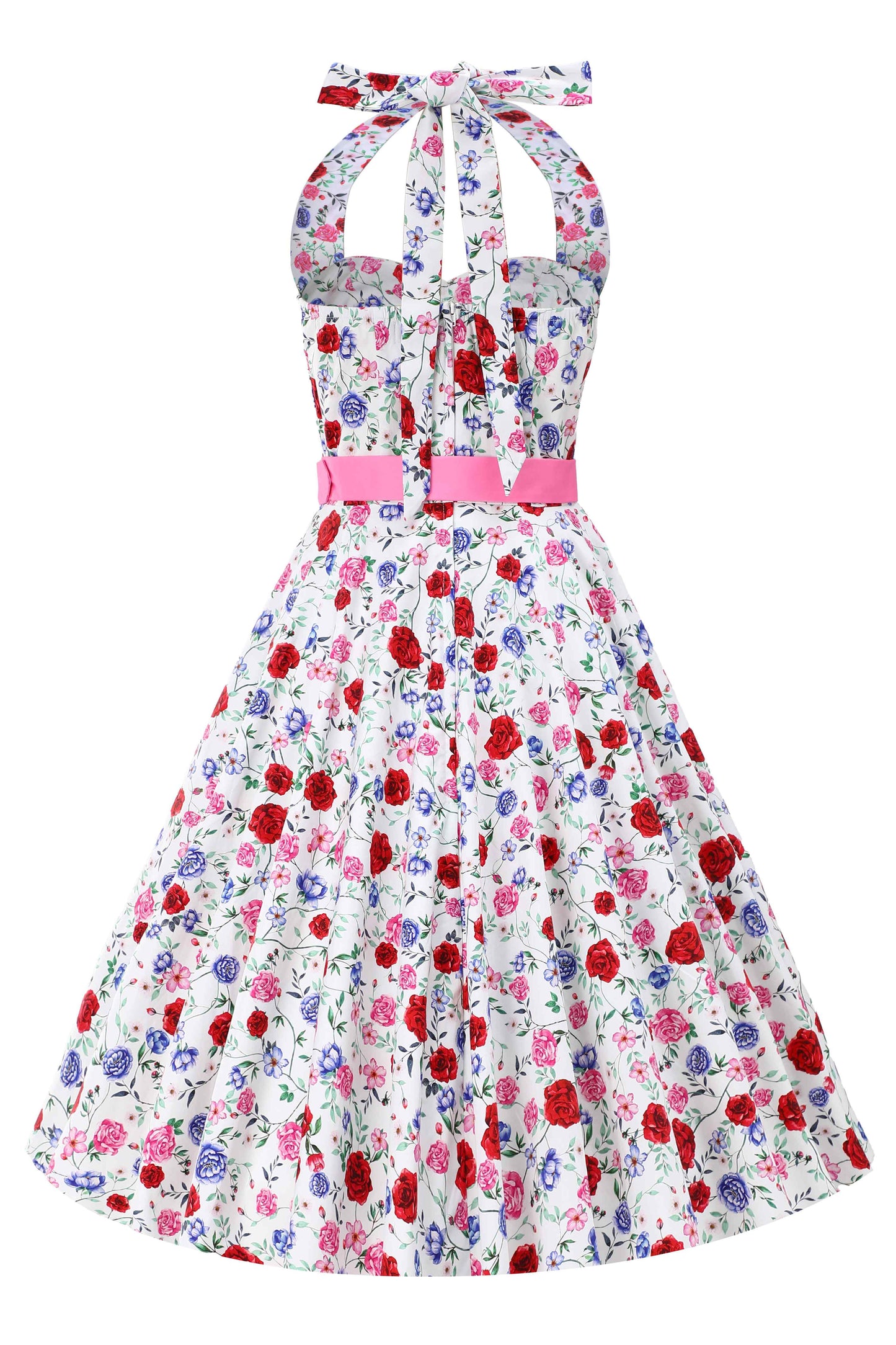 Daisy White Rose Halter Dress