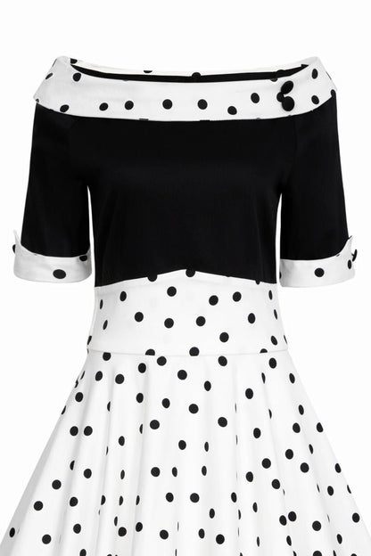 Deborah Black White Polka Dot Swing Dress